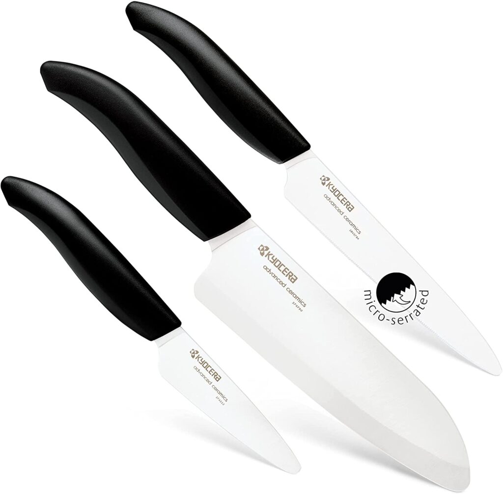 Revolution 3 Piece Ceramic Knife Set - 6 Chef's, 5 Micro Serrated Tomato  and 3 Paring